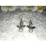 Afrikai türkiz-shamballa angyalka fülbevaló, ezüst alapon