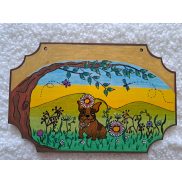   Kézzel festett házszámtábla fa lemezre EGYEDI KÍVÁNSÁG szerint 22 x 14 cm