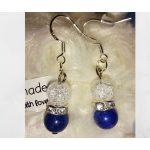 Lapis lazuli - hegyikristály fülbevaló, ezüst alapon
