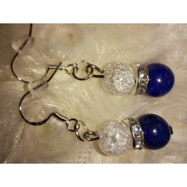 Lapis lazuli - hegyikristály fülbevaló, ezüst alapon