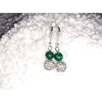 Malachit-shamballa fülbevaló cirkón köves nemesacél alapon