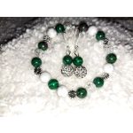 Malachit-shamballa fülbevaló cirkón köves nemesacél alapon