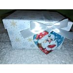 Kézzel festett szív alakú kísérőkártya és hűtőmágnes egyben "Mikulás, csoda"