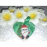 Kézzel festett szív alakú kísérőkártya és hűtőmágnes egyben "Mikulás égővel"