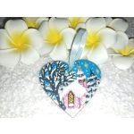 Kézzel festett szív alakú kísérőkártya és hűtőmágnes egyben "Templom"